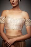 Buy_RI.Ritu Kumar_Beige Silk Satin Embroidery Sweetheart Neck Crop Top _at_Aza_Fashions