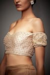 RI.Ritu Kumar_Beige Silk Satin Embroidery Sweetheart Neck Crop Top _Online_at_Aza_Fashions