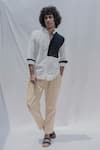 Buy_Bohame_White Cotton Linen Colorblock Shirt _Online_at_Aza_Fashions