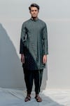 Buy_Bohame_Green Cotton Chanderi Kurta And Dhoti Pant Set _at_Aza_Fashions