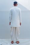 Shop_Bohame_White Cotton Chanderi Asymmetric Kurta And Dhoti Pant Set _at_Aza_Fashions