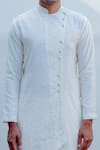 Bohame_White Cotton Chanderi Asymmetric Kurta And Dhoti Pant Set _at_Aza_Fashions