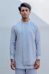 Shop_Bohame_Grey Cotton Chanderi Kurta And Pant Set _Online_at_Aza_Fashions