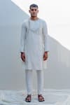 Buy_Bohame_White Chanderi Silk, Tencel Kurta And Pant Set _at_Aza_Fashions