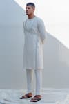 Bohame_White Chanderi Silk, Tencel Kurta And Pant Set _Online_at_Aza_Fashions