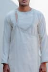 Bohame_White Chanderi Silk, Tencel Kurta And Pant Set _at_Aza_Fashions