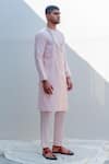 Bohame_Peach Chanderi Silk Kurta And Pant Set _Online_at_Aza_Fashions