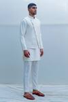 Bohame_White Silk, Tencel Embroidered Bundi And Kurta Set_Online_at_Aza_Fashions