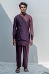 Buy_Bohame_Brown Silk, Tencel Embroidered Bundi And Kurta Set _at_Aza_Fashions