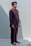Bohame_Brown Silk, Tencel Embroidered Bundi And Kurta Set _Online_at_Aza_Fashions