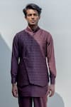 Buy_Bohame_Brown Silk, Tencel Embroidered Bundi And Kurta Set _Online_at_Aza_Fashions