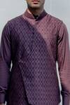 Bohame_Brown Silk, Tencel Embroidered Bundi And Kurta Set _at_Aza_Fashions