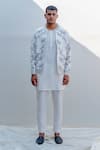 Buy Bohame White Silk Embroidered Jacket And Pant Set at Aza Fashions Buy_Bohame_White Silk Embroidered Jacket And Pant Set_at_Aza_Fashions