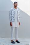 Bohame White Silk Embroidered Jacket And Pant Set Online at Aza Fashions Bohame_White Silk Embroidered Jacket And Pant Set_Online_at_Aza_Fashions