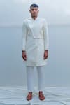 Buy_Bohame_White Silk Sherwani Set _at_Aza_Fashions