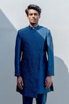 Buy_Bohame_Blue Cotton Silk Sherwani Set _Online_at_Aza_Fashions