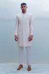 Buy_Bohame_Peach Silk Sherwani Set _at_Aza_Fashions