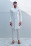 Buy_Bohame_White Silk Sherwani Set _at_Aza_Fashions