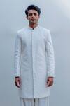 Shop_Bohame_White Silk Sherwani Set_Online_at_Aza_Fashions