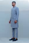 Buy_Bohame_Grey Suiting Overlap Sherwani Set _Online_at_Aza_Fashions