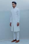 Buy_Bohame_White Suiting Overlap Sherwani Set _Online_at_Aza_Fashions