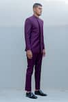 Bohame_Purple Suiting Overlap Bandhgala Pant Set _Online_at_Aza_Fashions