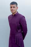 Shop_Bohame_Purple Suiting Pleated Sherwani Set _Online_at_Aza_Fashions