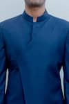 Bohame_Blue Suiting Overlap Bandhgala Set _at_Aza_Fashions