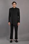 Buy_Bohame_Black Terry Wool Solid Crisanto Bandhgala And Pant Set _at_Aza_Fashions