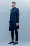Buy_Bohame_Black Suiting Pleated Sherwani Set_Online_at_Aza_Fashions