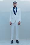 Buy_Bohame_White Suiting Tuxedo And Pant Set _at_Aza_Fashions