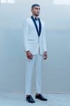 Bohame_White Suiting Tuxedo And Pant Set _Online_at_Aza_Fashions