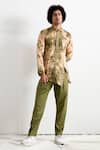 Buy_Bohame_Beige Bamboo Blend Tie-dye Panelled Kurta Set _at_Aza_Fashions