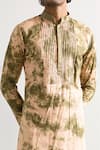 Bohame_Beige Bamboo Blend Tie-dye Kurta Set _Online_at_Aza_Fashions