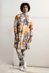 Buy_Bohame_Blue Bamboo Blend Tie-dye Kurta Set _at_Aza_Fashions