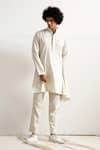 Bohame_White Bundi Linen Kurta And Pant Bamboo Blend Tie-dye & Set _Online_at_Aza_Fashions