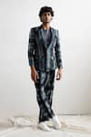 Buy_Bohame_Grey Jacket And Pant Linen Kurta Bamboo Blend Tie-dye Blazer & Set _at_Aza_Fashions