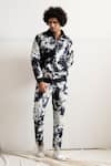 Buy_Bohame_Grey Linen Tie-dye Jacket And Pant Set _at_Aza_Fashions