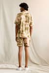 Shop_Bohame_Beige Bamboo Blend Tie-dye Shirt And Shorts Set _at_Aza_Fashions