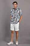 Buy_Bohame_Off White Cotton Satin / Suiting Digital Print Caesar Shirt And Shorts Set_at_Aza_Fashions