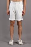 Buy_Bohame_Off White Cotton Satin / Suiting Digital Print Caesar Shirt And Shorts Set_Online_at_Aza_Fashions