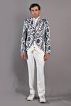 Buy_Bohame_Off White Cotton Satin Gwyn Floral Print Jacket And Pant Set_at_Aza_Fashions