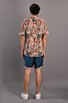 Shop_Bohame_Maroon Cotton Satin / Suiting Digital Oak Floral Shirt And Shorts Set _at_Aza_Fashions