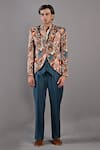 Buy_Bohame_Maroon Cotton Satin / Suiting Digital Clem Floral Jacket And Pant Set_at_Aza_Fashions