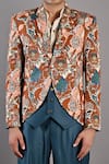 Bohame_Maroon Cotton Satin / Suiting Digital Clem Floral Jacket And Pant Set_at_Aza_Fashions
