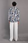 Shop_Bohame_Off White Cotton Satin / Suiting Digital Jacek Shacket And Pant Set _at_Aza_Fashions