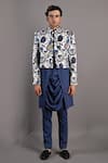 Buy_Bohame_Off White Cotton Satin Print Digital Blodwyn Short Jacket And Kurta Set For Men_at_Aza_Fashions