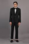 Bohame_Black Terry Wool Constantine Embroidered Tuxedo Pant Set_Online_at_Aza_Fashions