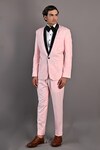 Buy_Bohame_Pink Tuxedo And Pant Terry Wool Embroidered Abstract Floral Dempsey Set_Online_at_Aza_Fashions