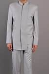 Buy_Bohame_Grey Terry Wool Solid Aidin Bandhgala And Pant Set _Online_at_Aza_Fashions